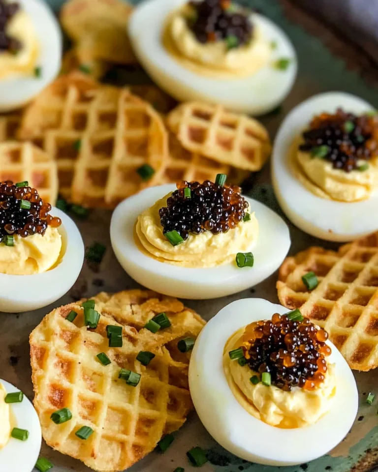 Deviled Eggs with Caviar and Potato Chips