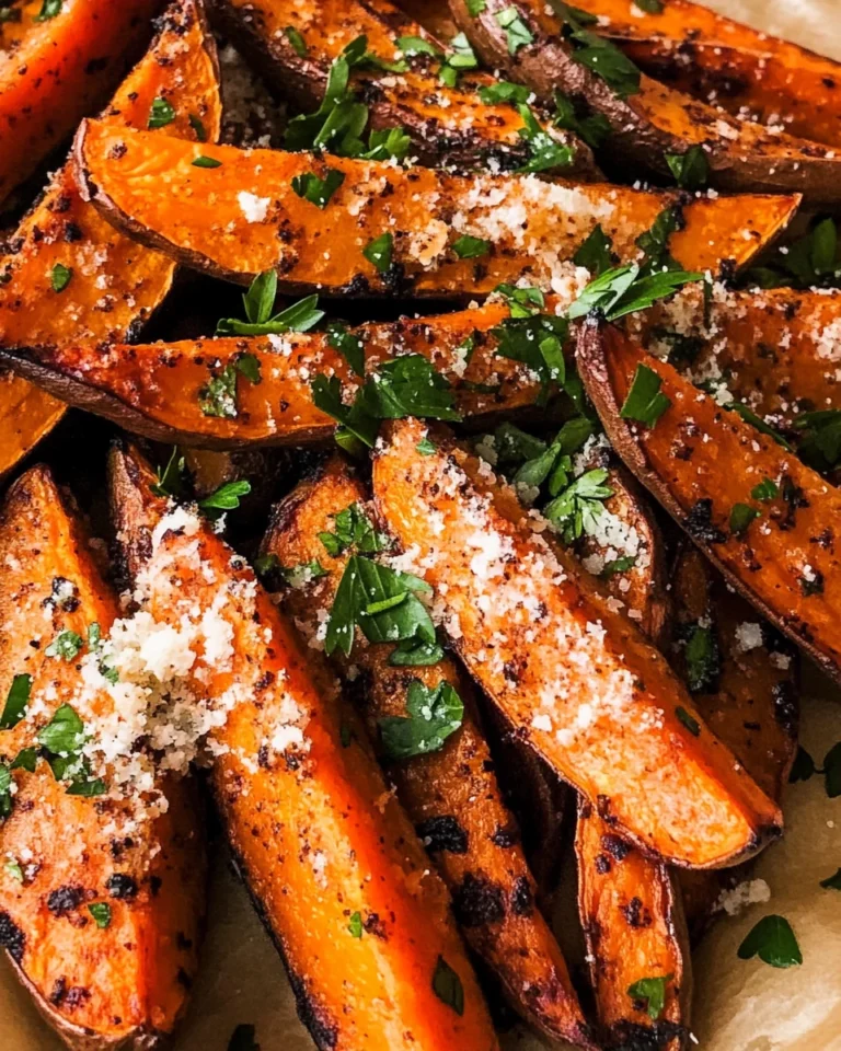 Garlic Parmesan Sweet Potato Wedges