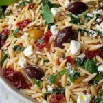 Homemade Orzo Pasta Salad with Feta and Sun Dried Tomatoes - flirtyfood