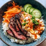 Korean BBQ Steak Rice Bowls with Spicy Cream Sauce