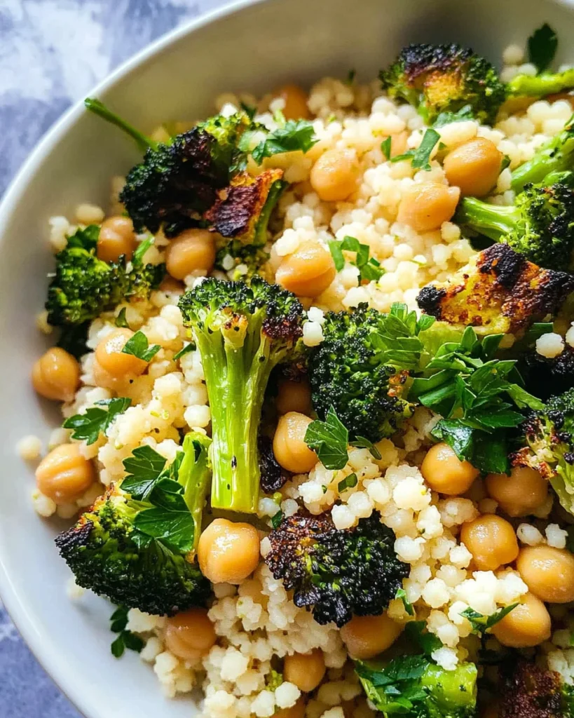 Lemon Couscous with Roasted Broccoli and Chickpeas