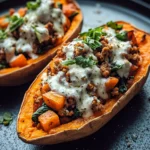 Protein loaded sweet potato boats