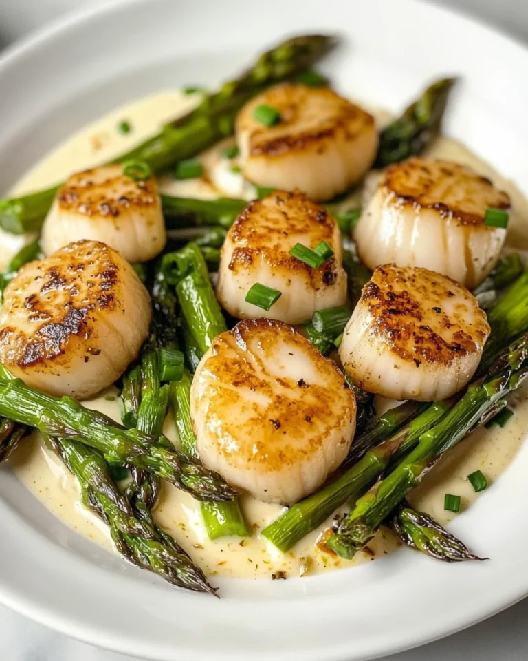 Seared Scallop Bowls with Asparagus & Creamy Sauce