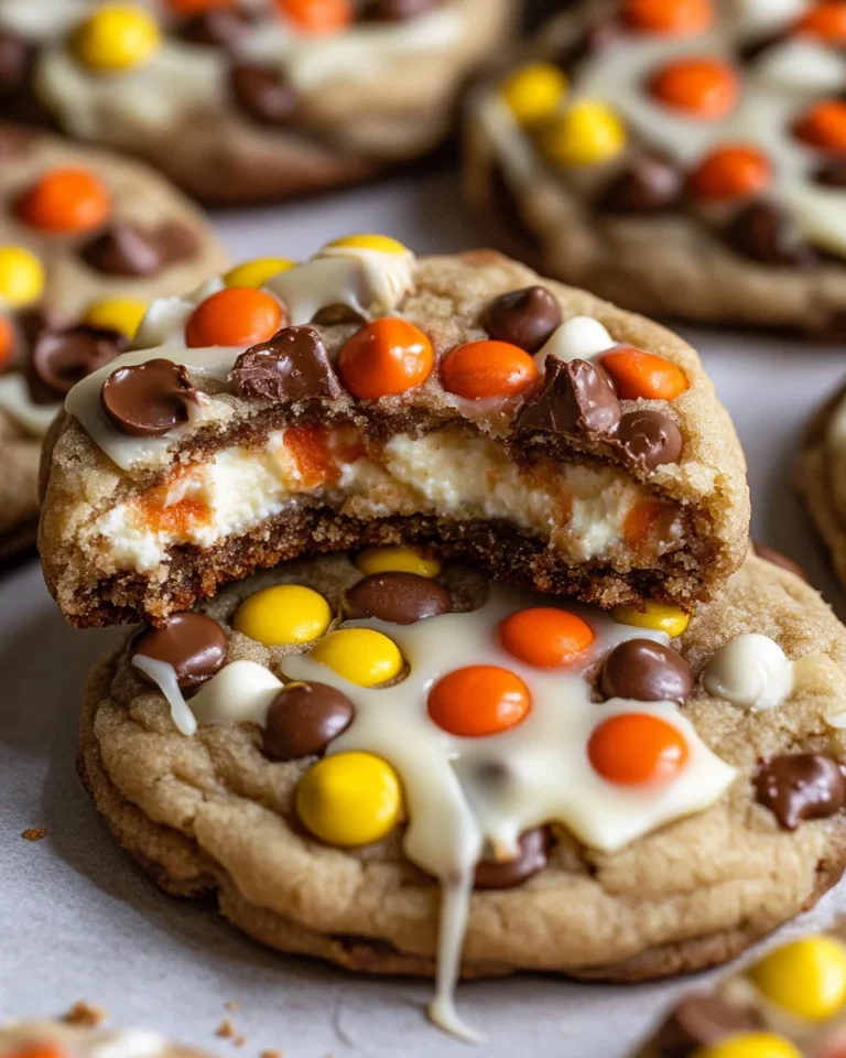 White Chocolate Reese’s Cheesecake Cookies