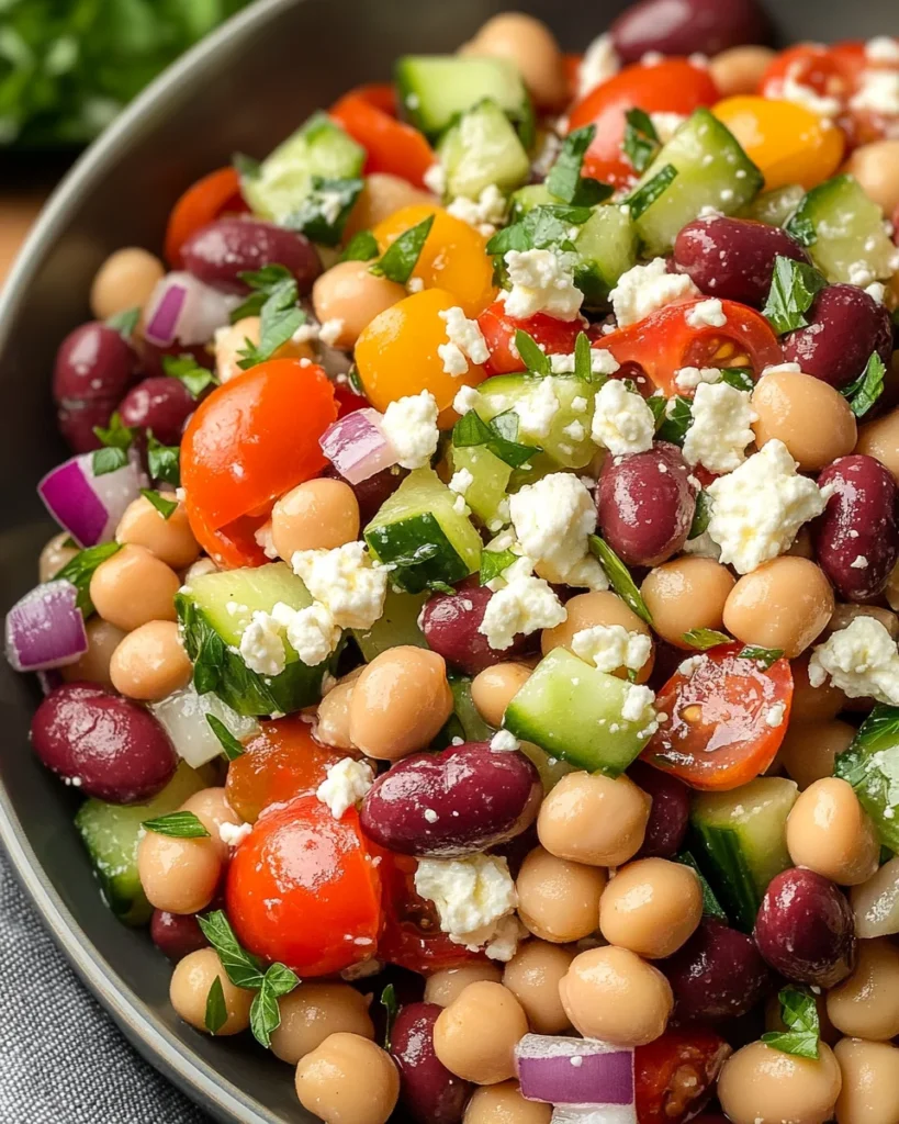 Zesty Bean Salad with Feta - Homefoodkitchen