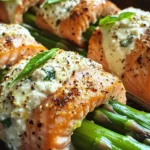 Asparagus & Lemon Basil Ricotta Stuffed Salmon Rolls