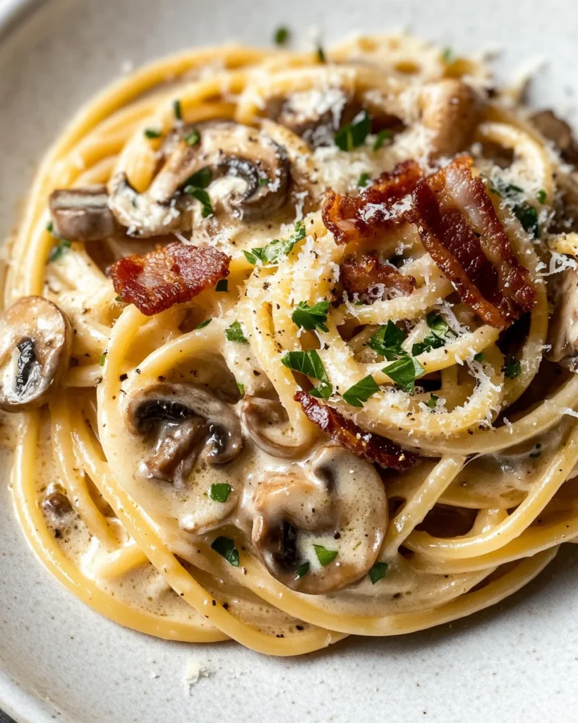 Creamy turkey Bacon and Mushroom Pasta