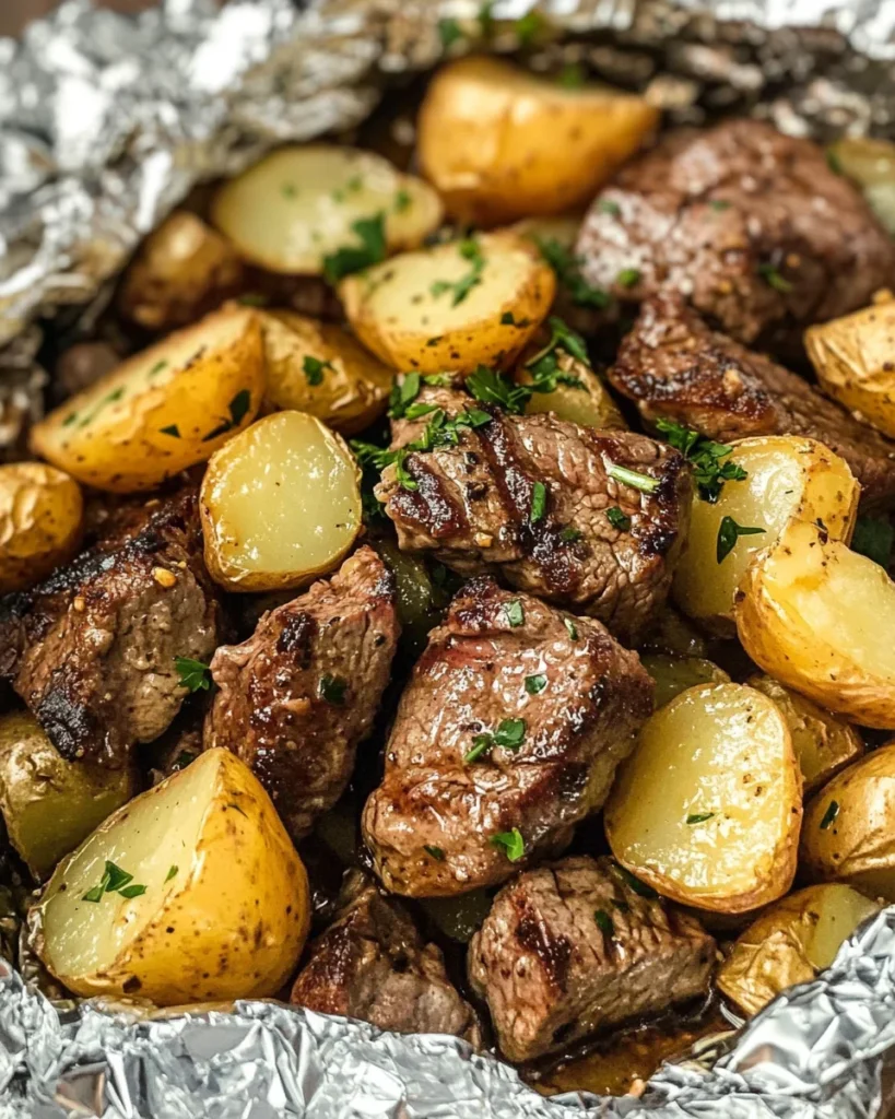 Garlic Butter Steak and Potato Foil Packets