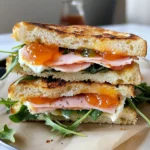 Goat's Cheese and Ham Focaccia Sandwich with Apricot Jam