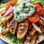 Greek Chicken Gyros with Lemon-Herb Marinade and Tzatziki