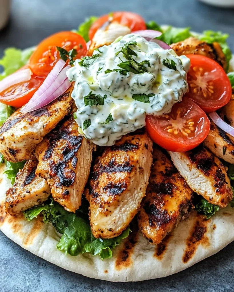 Greek Chicken Gyros with Lemon-Herb Marinade and Tzatziki