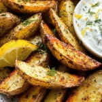 Greek Potato Wedges with Yogurt Sauce