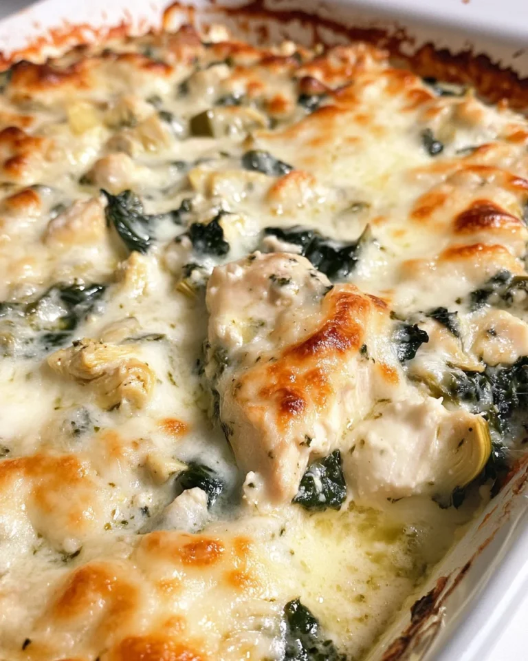 High-Protein Spinach Artichoke Chicken Casserole