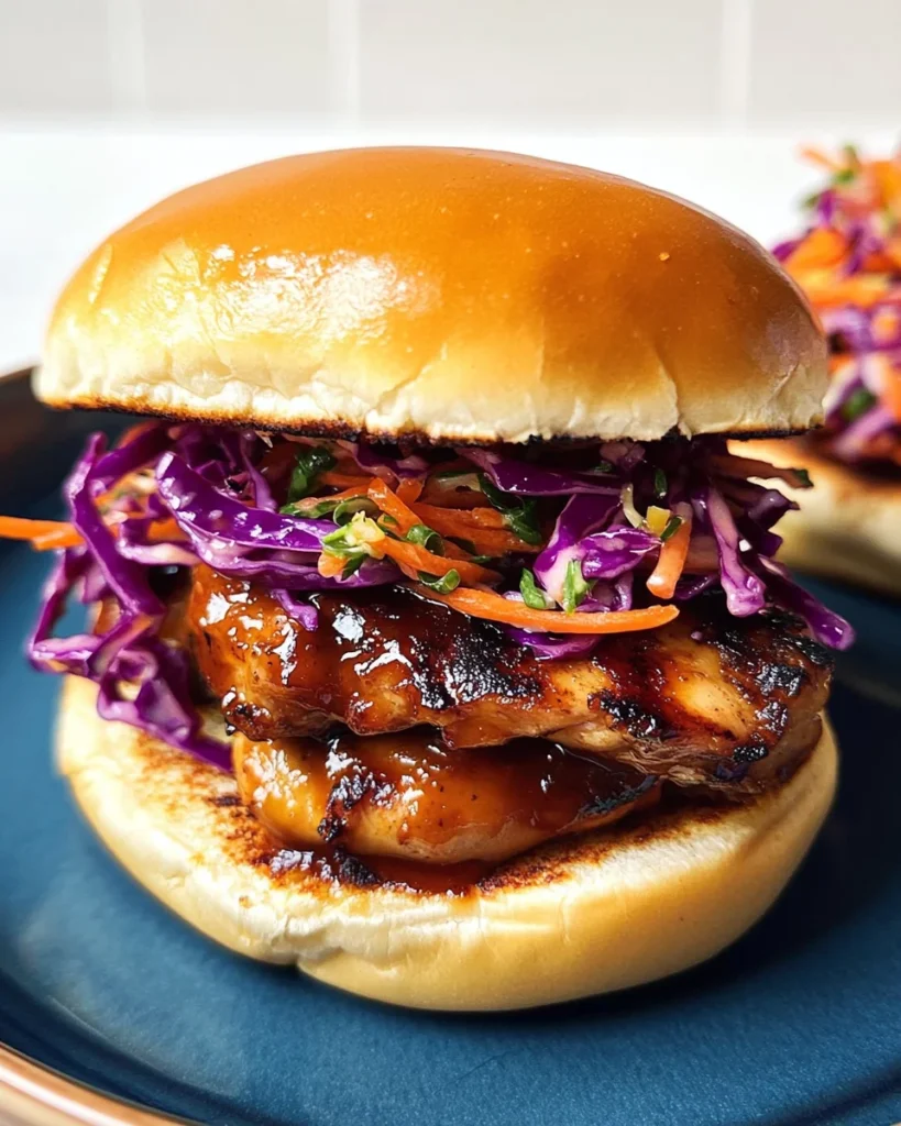 Korean BBQ Chicken Sandwich with Zesty Cabbage Slaw Bliss