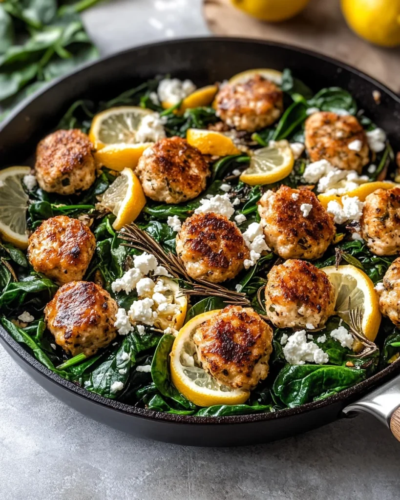 Rosemary & Lemon Chicken Meatball Skillet