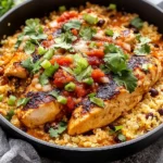 Salsa Chicken and Cauliflower Rice Skillet
