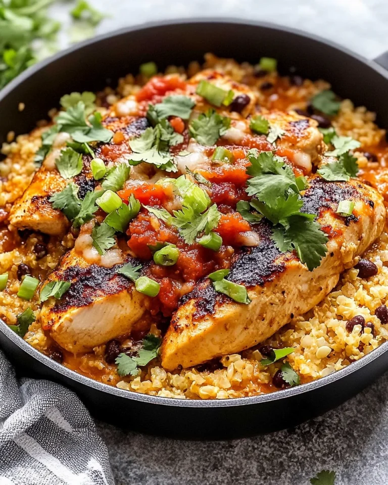 Salsa Chicken and Cauliflower Rice Skillet