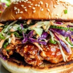 Savory Korean BBQ Chicken Sandwich with Crunchy Slaw