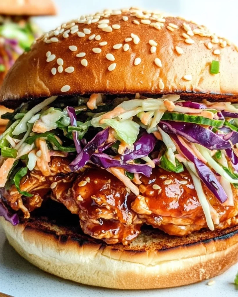 Savory Korean BBQ Chicken Sandwich with Crunchy Slaw