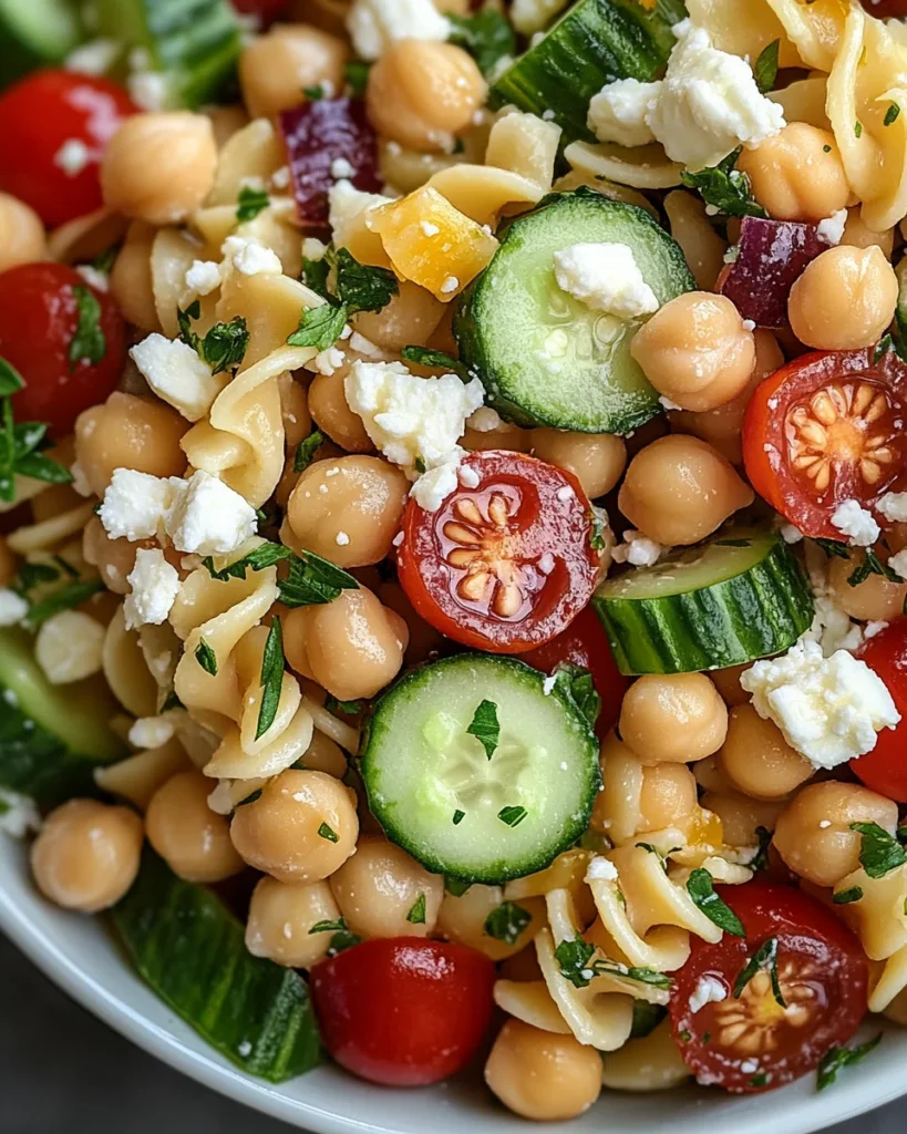 mediterranean chickpea pasta salad