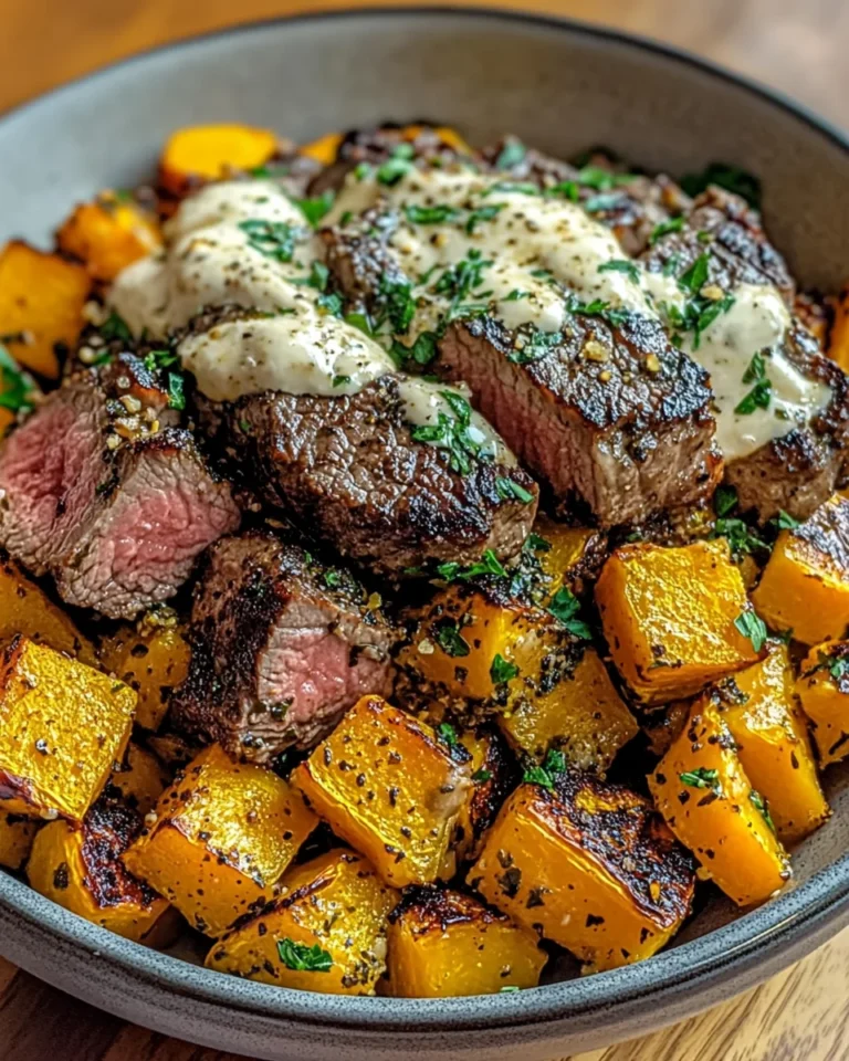 Butternut Squash & Garlic Herb Steak Bowls