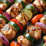 Grilled Honey Garlic Chicken Skewers with Veggies