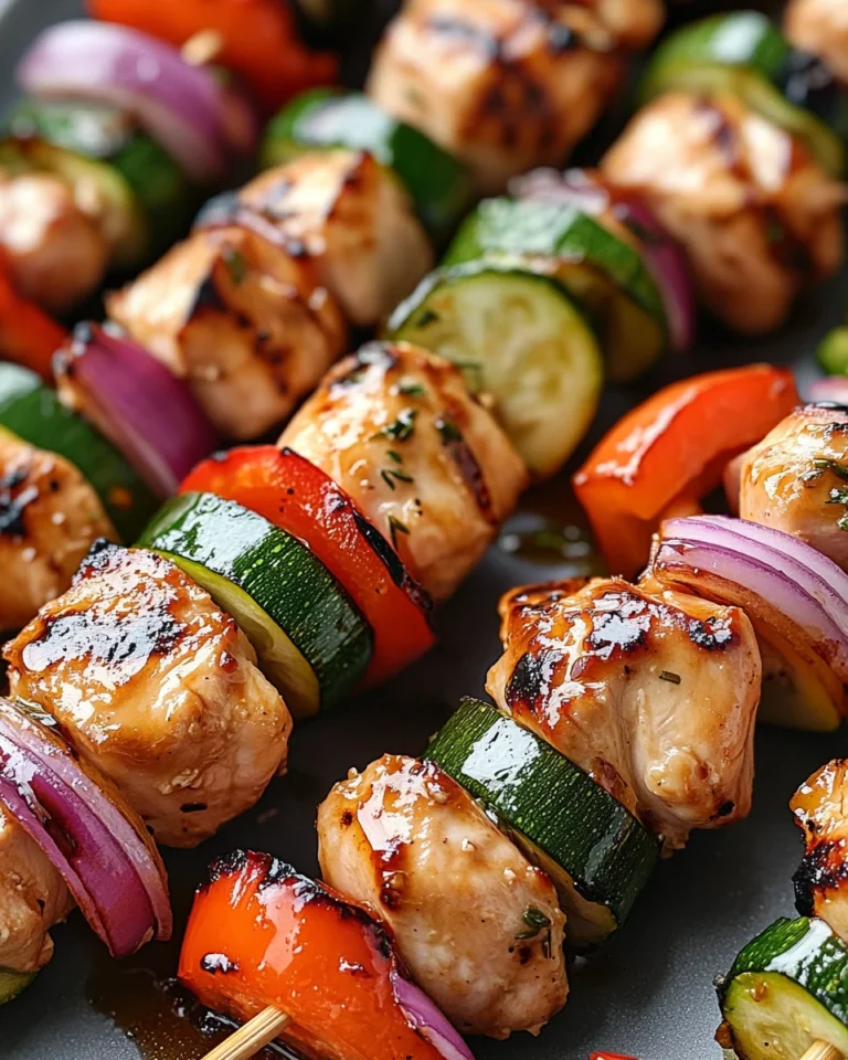Grilled Honey Garlic Chicken Skewers with Veggies