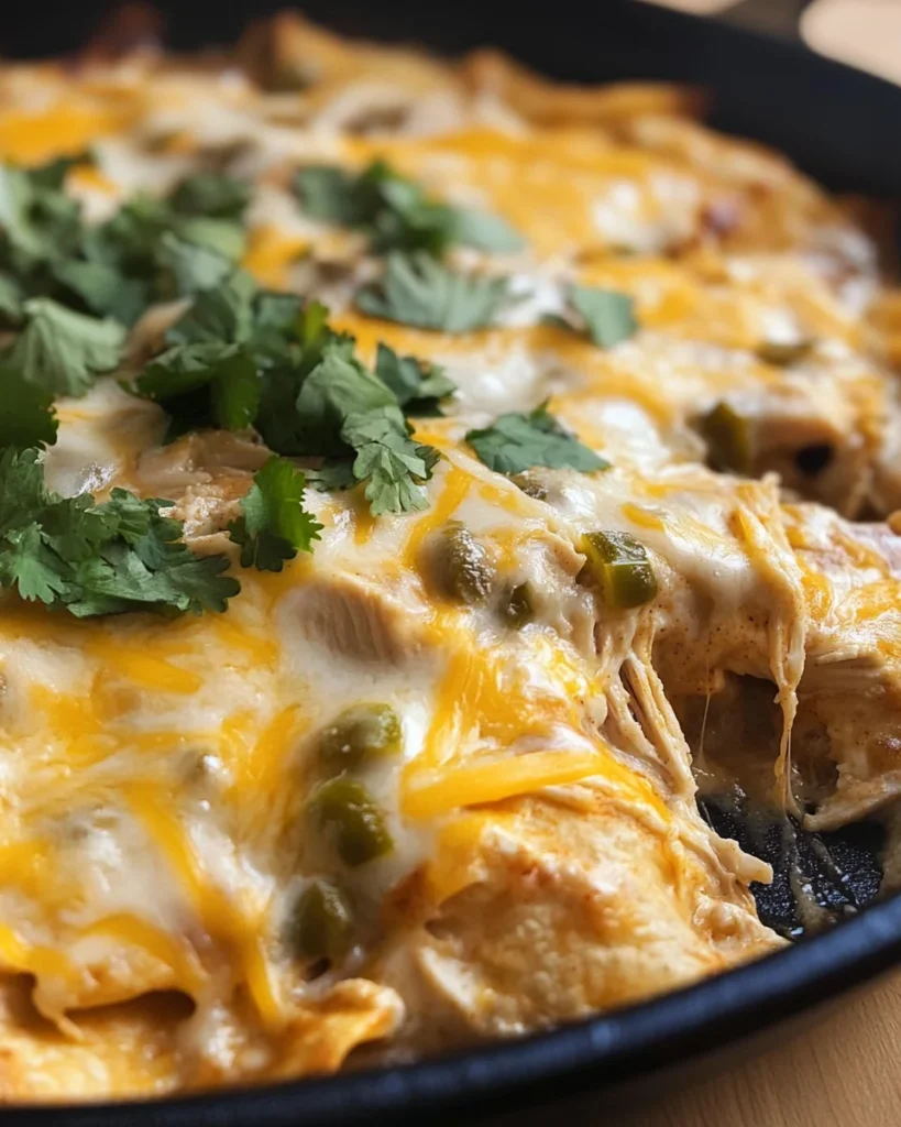 One Pan Sour Cream Chicken Enchilada Skillet