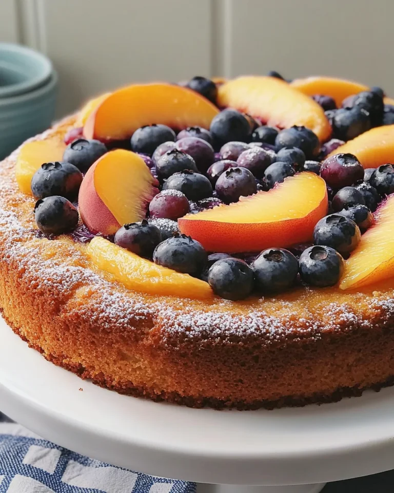 Peach and Blueberry Greek Yogurt Cake