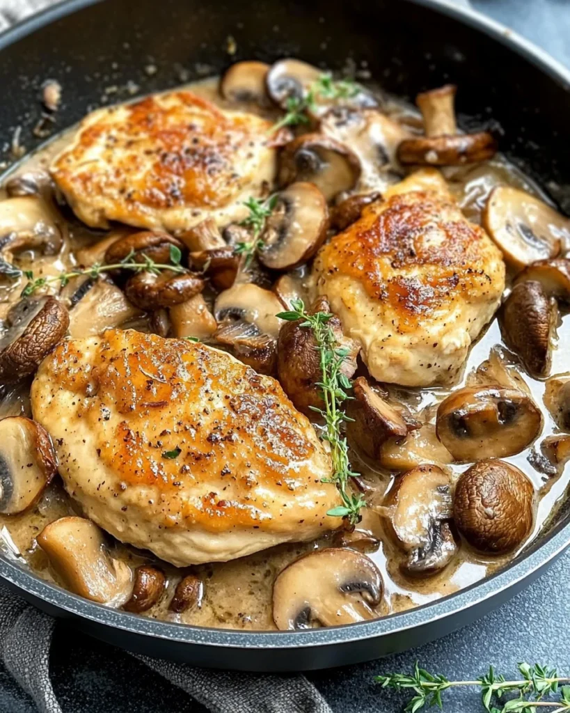 Skillet Chicken and Mushroom Wine Sauce