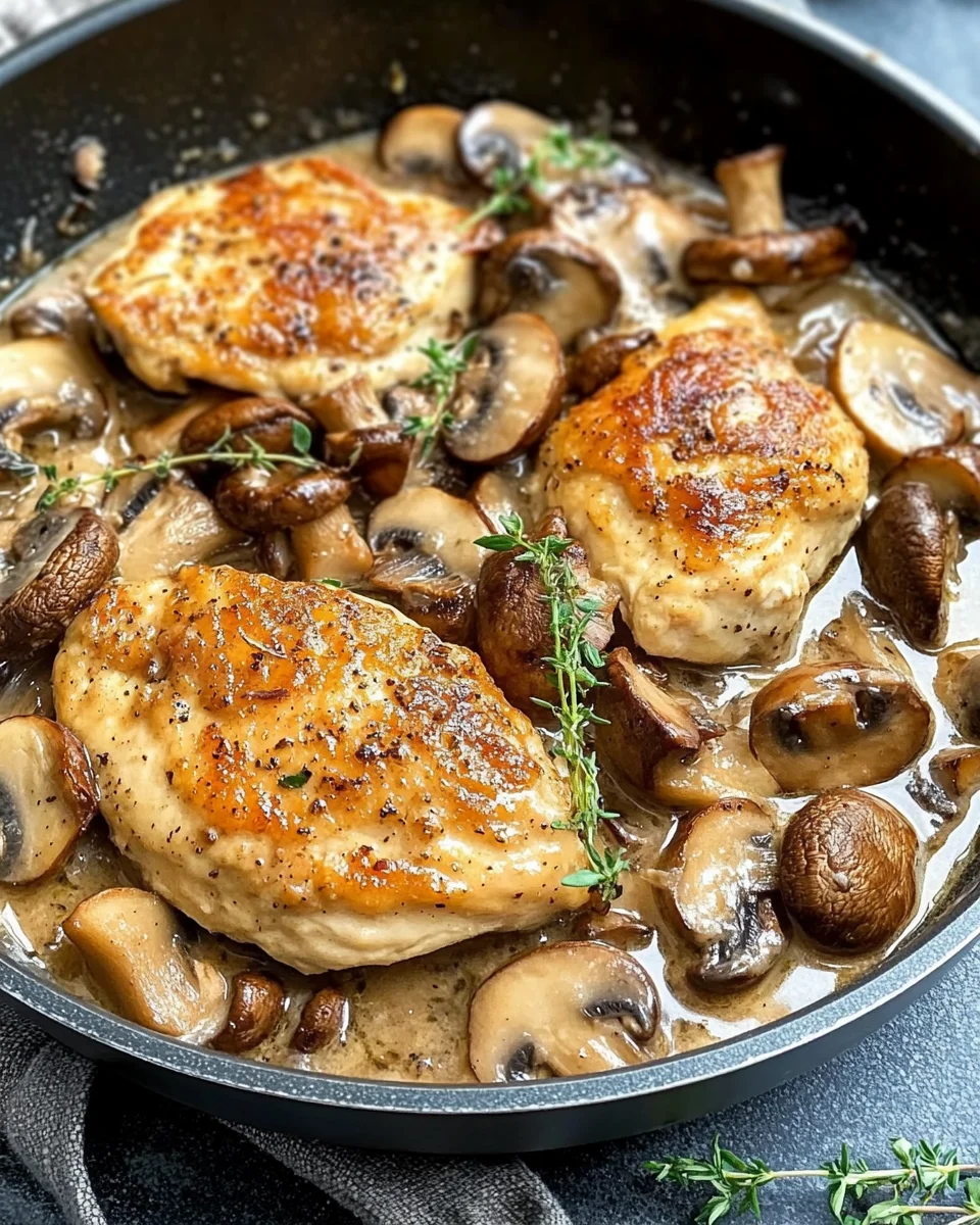 Skillet Chicken and Mushroom Wine Sauce