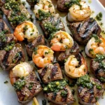 Surf and Turf Kabobs with Chimichurri Sauce