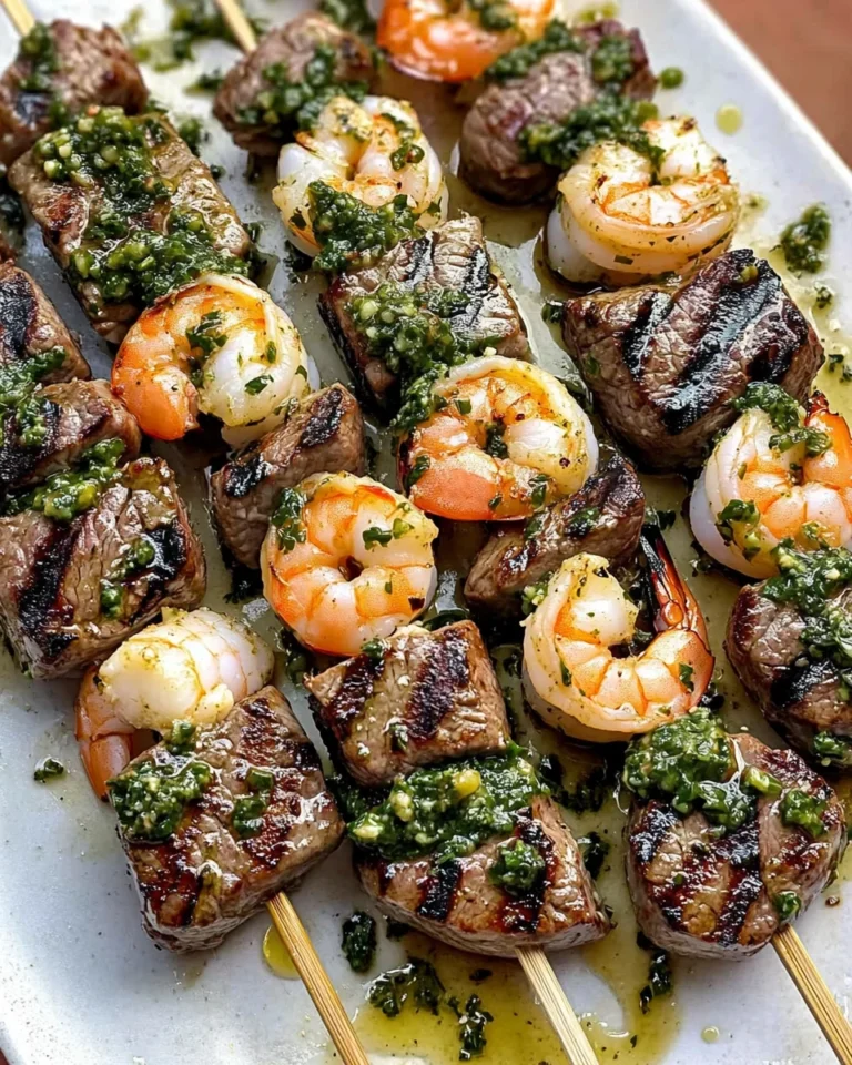 Surf and Turf Kabobs with Chimichurri Sauce